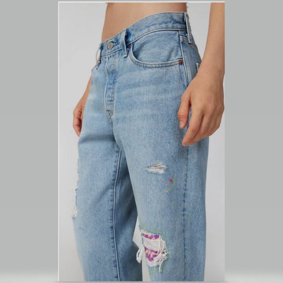 Levi's 501 Novel Tea 90's Jeans Distressed Patched 150th ANNIVERSARY 31x30 NWT - Picture 5 of 15